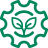 icon of a gear with a leaf in the middle